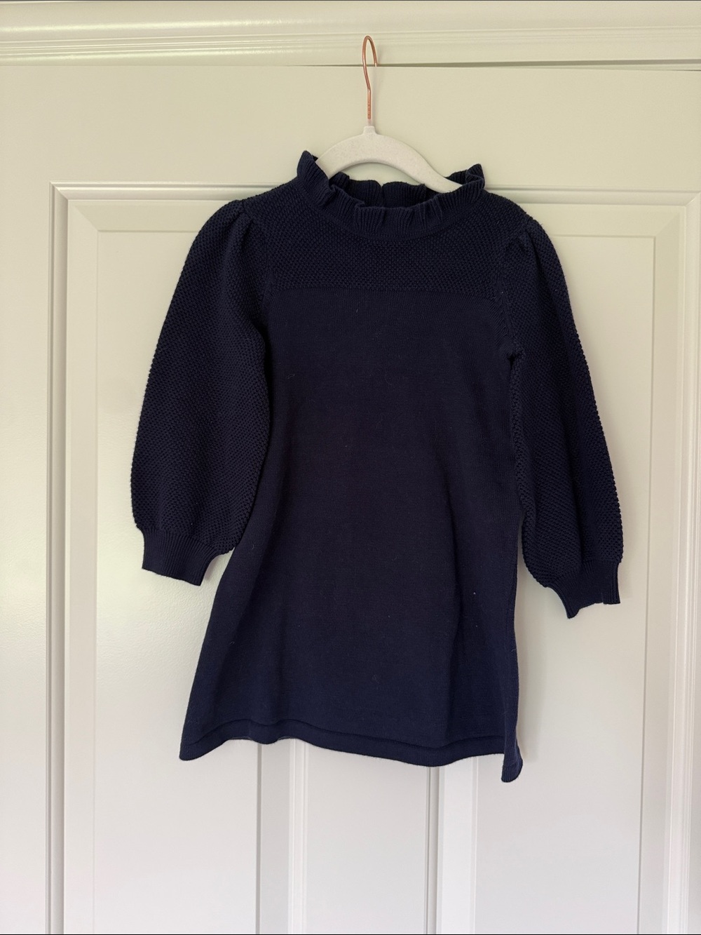 Hope & Henry Navy Long-Sleeve Knit Formal Dress